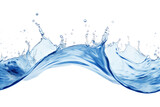 Blue water swirl splash with little bubbles isolated on clear png background, liquid flowing in form of wave,  with Generative Ai.