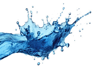 Blue water swirl splash with little bubbles isolated on clear png background, liquid flowing in form of wave,  with Generative Ai.