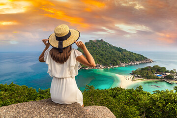 Sticker - Woman at Nang Yuan Island, Koh Tao, Thailand