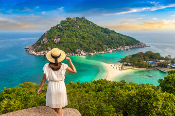 Sticker - Woman at Nang Yuan Island, Koh Tao, Thailand