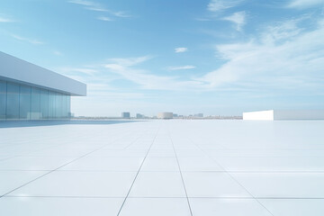 Wall Mural - white minimal architecture building background empty wide space for mock up, concrete floor car park