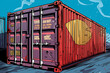 Box container cargo AI painting illustration