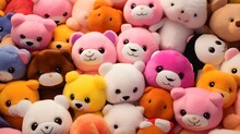 Assortment Of Colorful Stuffed Plush Toys