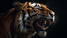 Close Up Portrait Of Majestic Bengal Tiger Staring With Fury Generated By AI