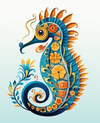 Sticker - Seahorse. Generative AI