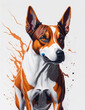 Basenji Dog white background Splash Art 1