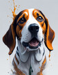 Beagle Dog white background Splash Art 1