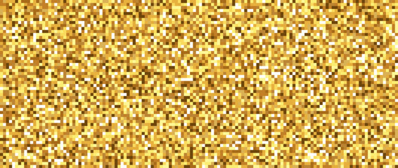 Poster - Seamless pixelated golden texture. Yellow noise grain pattern. Shining gold mosaic background. Yellow square glitter vector background