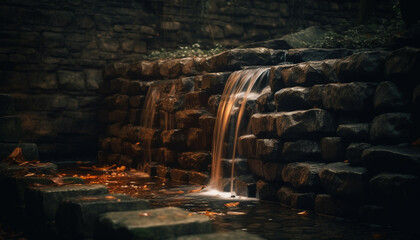 Poster - Ancient stone ruins feature famous Buddhist spirituality in natural landscape generated by AI