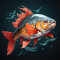 Wall Mural - fish on a hook