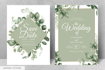 Set of Greenery Floral Frame Wedding Invitation Card Template