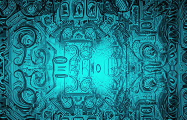 Wall Mural - Abstract complex alien hieroglyphs symbols