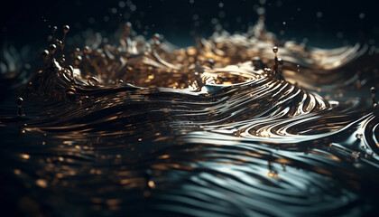 Poster - Rippled wave pattern, underwater beauty in motion generated by AI