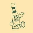 Vintage character design of pin bowling