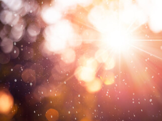 Wall Mural - abstract natural bokeh background with sunbeams and particles