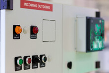 enclosure with electrical control panel close up