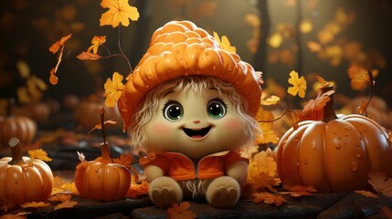 Wall Mural - cute character autumn season