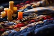 Craft Hobby: Needle and Thread on a Quilt - AI Generated