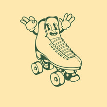 Vintage Character Design Of A Roller Skate