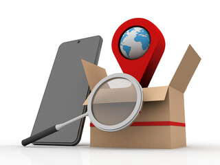 Fototapete - 3d illustration mobile GPS navigation concept
