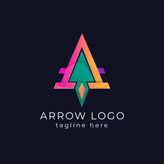 Poster - letter a and arrow logo design.typhography logo