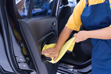 cleaning the car