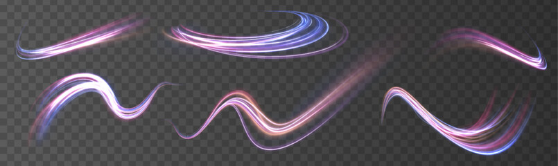 Illustration of light ray, stripe line with blue light, speed motion background. Panoramic high speed technology concept, light abstract background.