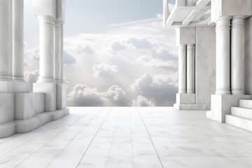 Poster - Architecture background clouds. Generate Ai