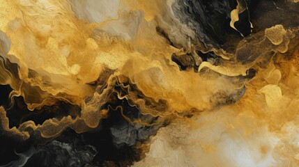 Canvas Print - Black gold marble texture. AI generative image.