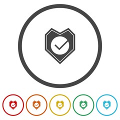 Poster - Strong protection tick shield icon. Set icons in color circle buttons