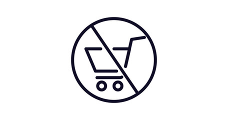 Sticker - no shopping cart icon. Thin line no shopping cart icon from traffic signs collection. Outline vector isolated on white background. Editable no shopping cart symbol can be used web and mobile