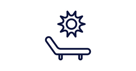 Canvas Print - deck chairs and sun icon. Thin line deck chairs and sun icon from summer collection. Outline vector isolated on white background. Editable deck chairs and sun symbol can be used web and mobile