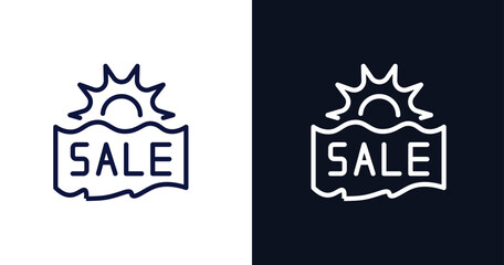 Wall Mural - summer sale icon. Thin line summer sale icon from summer collection. Outline vector isolated on dark blue and white background. Editable summer sale symbol can be used web and mobile