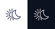 solstice icon. Thin line solstice icon from summer collection. Outline vector isolated on dark blue and white background. Editable solstice symbol can be used web and mobile