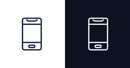 Wall Mural - smartphone icon. Thin line smartphone icon from strategy collection. Outline vector isolated on dark blue and white background. Editable smartphone symbol can be used web and mobile