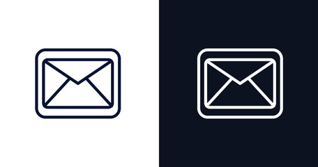 Sticker - email icon. Thin line email icon from strategy collection. Outline vector isolated on dark blue and white background. Editable email symbol can be used web and mobile