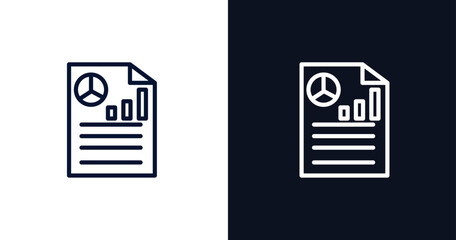 Poster - report icon. Thin line report icon from strategy collection. Outline vector isolated on dark blue and white background. Editable report symbol can be used web and mobile