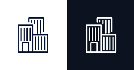 Wall Mural - building icon. Thin line building icon from strategy collection. Outline vector isolated on dark blue and white background. Editable building symbol can be used web and mobile