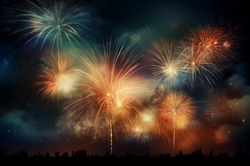 Poster - Fireworks night. Generate Ai