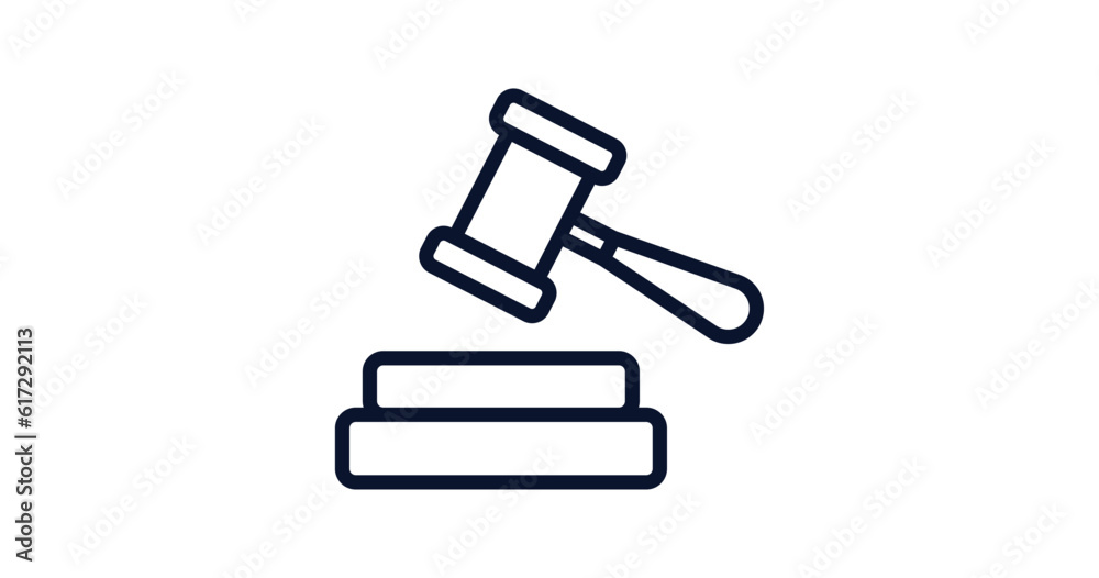 Judge Line Icon judge with hammer icon. Thin line judge with hammer icon from people ...
