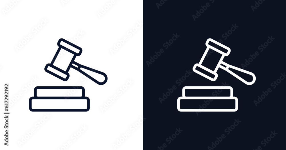judge with hammer icon. Thin line judge with hammer icon from people ...