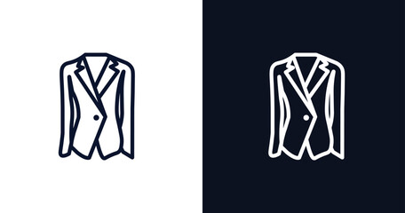 Wall Mural - women suit icon. Thin line women suit icon from people collection. Outline vector isolated on dark blue and white background. Editable women suit symbol can be used web and mobile