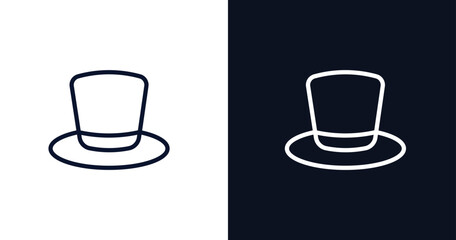 Canvas Print - tall hat icon. Thin line tall hat icon from people collection. Outline vector isolated on dark blue and white background. Editable tall hat symbol can be used web and mobile