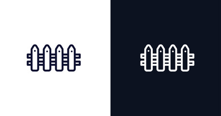 Sticker - fences icon. Thin line fences icon from nature collection. Outline vector isolated on dark blue and white background. Editable fences symbol can be used web and mobile