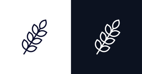 briar leaf icon. Thin line briar leaf icon from nature collection. Outline vector isolated on dark blue and white background. Editable briar leaf symbol can be used web and mobile