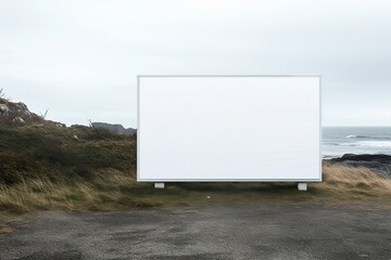 Wall Mural - Mock up white outdoor advertising poster on the beach