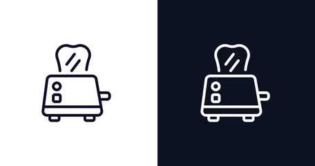 toaster icon. Thin line toaster icon from kitchen collection. Outline vector isolated on dark blue and white background. Editable toaster symbol can be used web and mobile