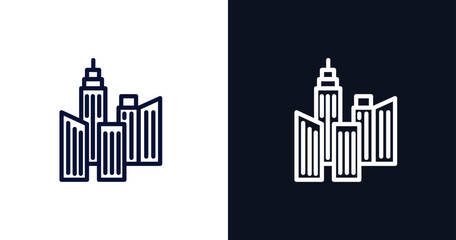 Poster - skyline icon. Thin line skyline icon from construction collection. Outline vector isolated on dark blue and white background. Editable skyline symbol can be used web and mobile