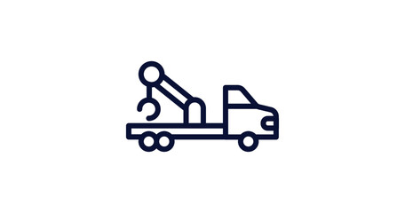 Sticker - crane truck icon. Thin line crane truck icon from construction collection. Outline vector isolated on white background. Editable crane truck symbol can be used web and mobile