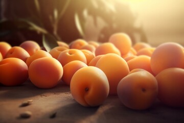 Poster - fresh apricots food. generate ai